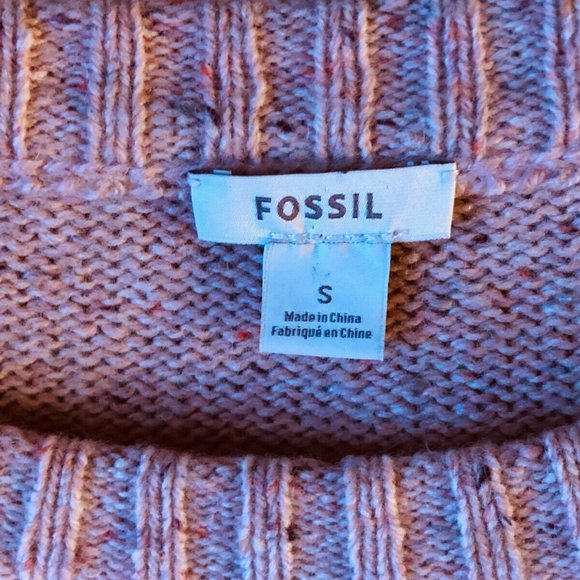 Fossil Sz S Womens Sweater Pullover Long Sleeve Wool Blend Peach Melange/Orange - Picture 9 of 10